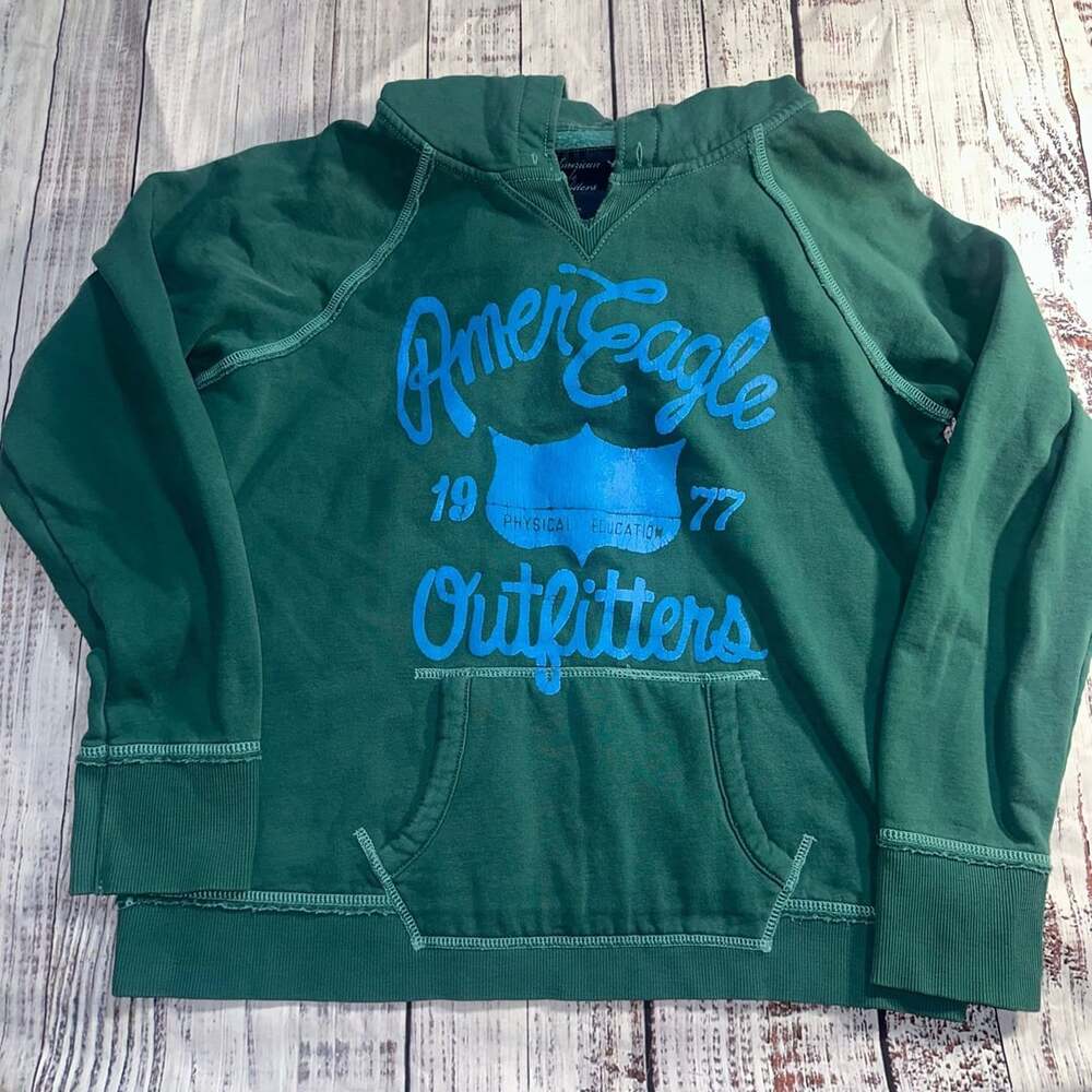 American Eagle Green retro hoodie Hoodie Size XL